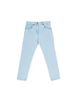 Slim-Fit-Jeans mit Stickerei Hellblau