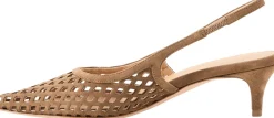 Slingback-Pumps aus Veloursleder Taupe