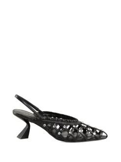 Slingback-Pumps mit Kristallen Schwarz