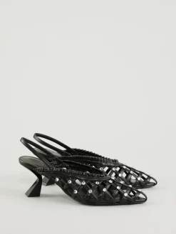 Slingback-Pumps mit Kristallen Schwarz