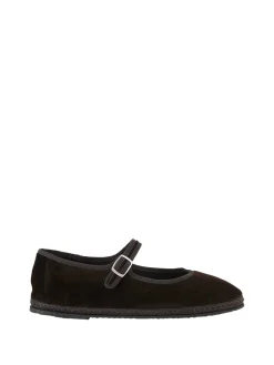 Slipper 'Mary Jane' aus Samt Marrone Caranto