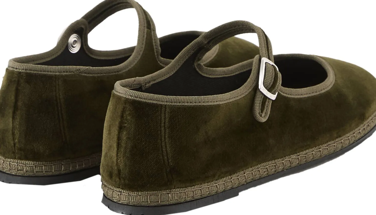 Slipper 'Mary Jane' aus Samt Verde Loden