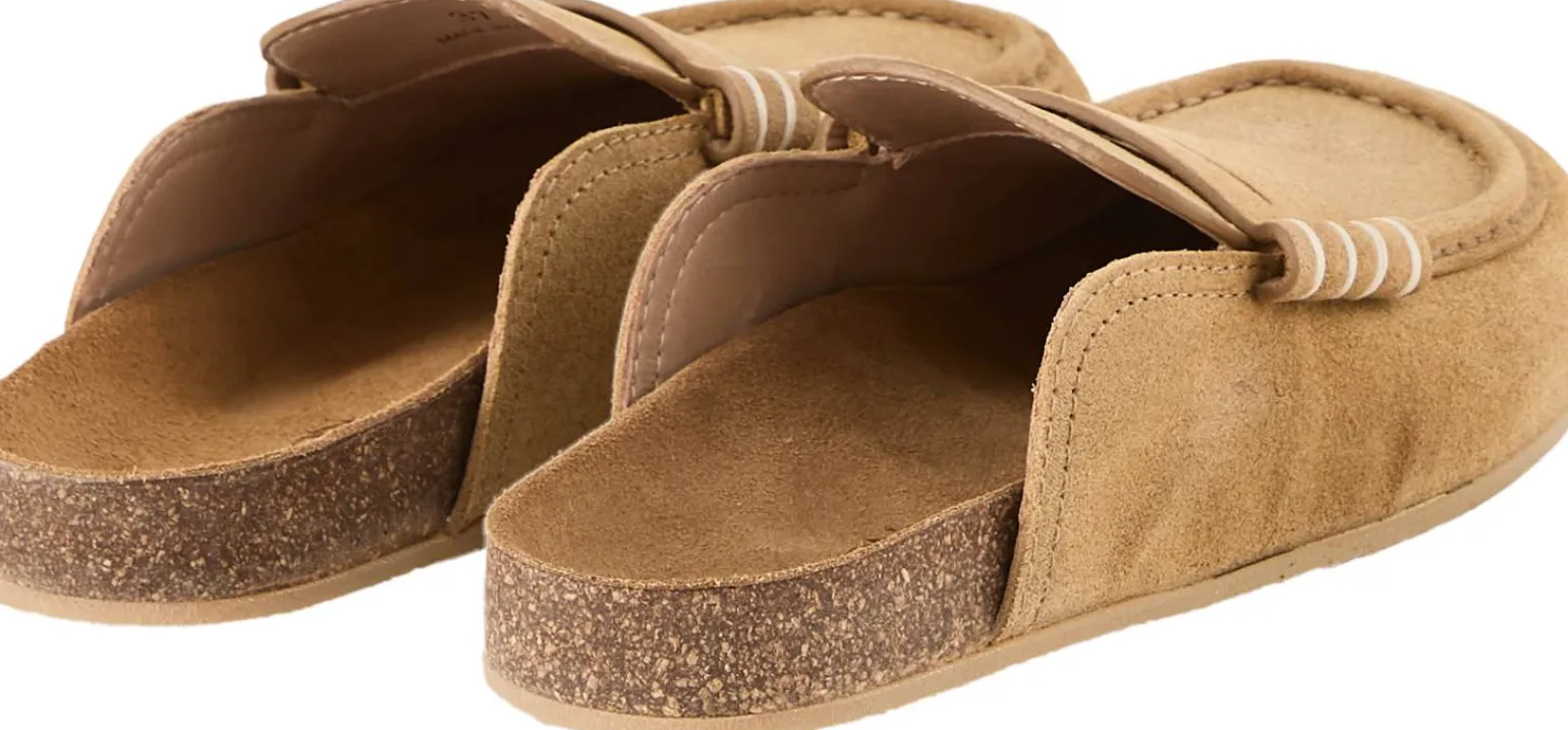Slipper 'Stitch' aus Leder Beige