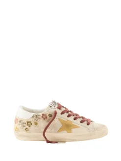Sneaker 'Super-Star' mit Blumenstickerei Beige