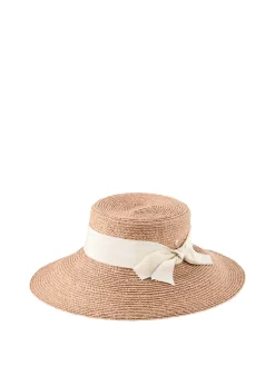 Sonnenhut 'Tilly' aus Raffia mit Schleife Beige