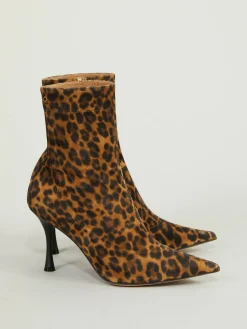 Stiefeletten 'Dunn' mit Leopardenmuster Braun/Schwarz