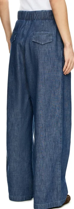 Stoffhose aus Chambray-Baumwolle Mittelblau