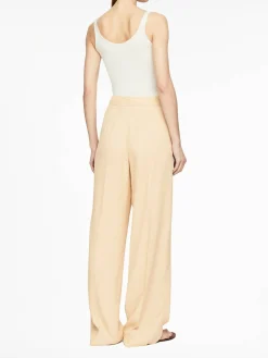 Stoffhose aus fließender Viskose Beige