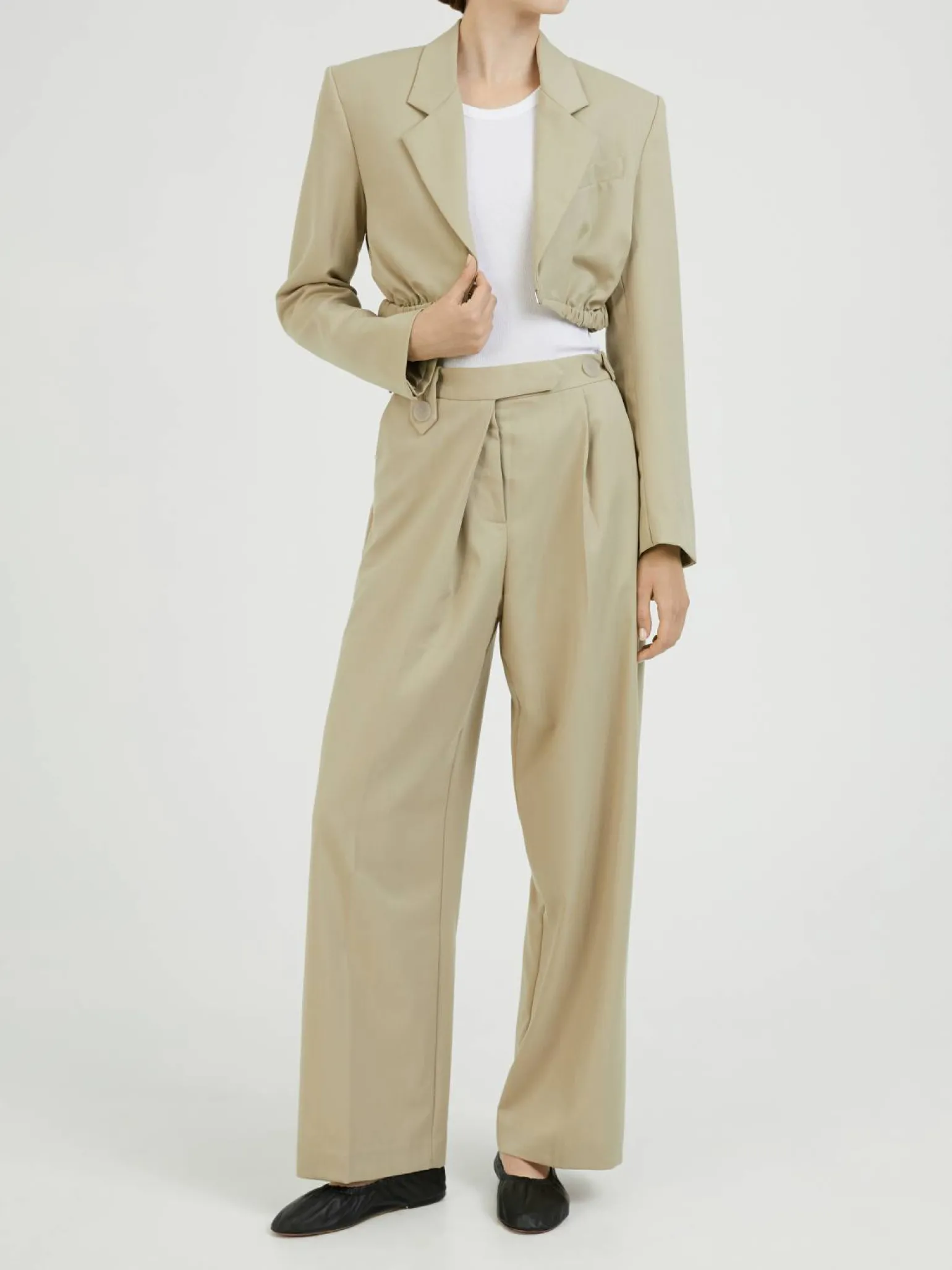 Stoffhose 'Belt Pleat' Hellgrün