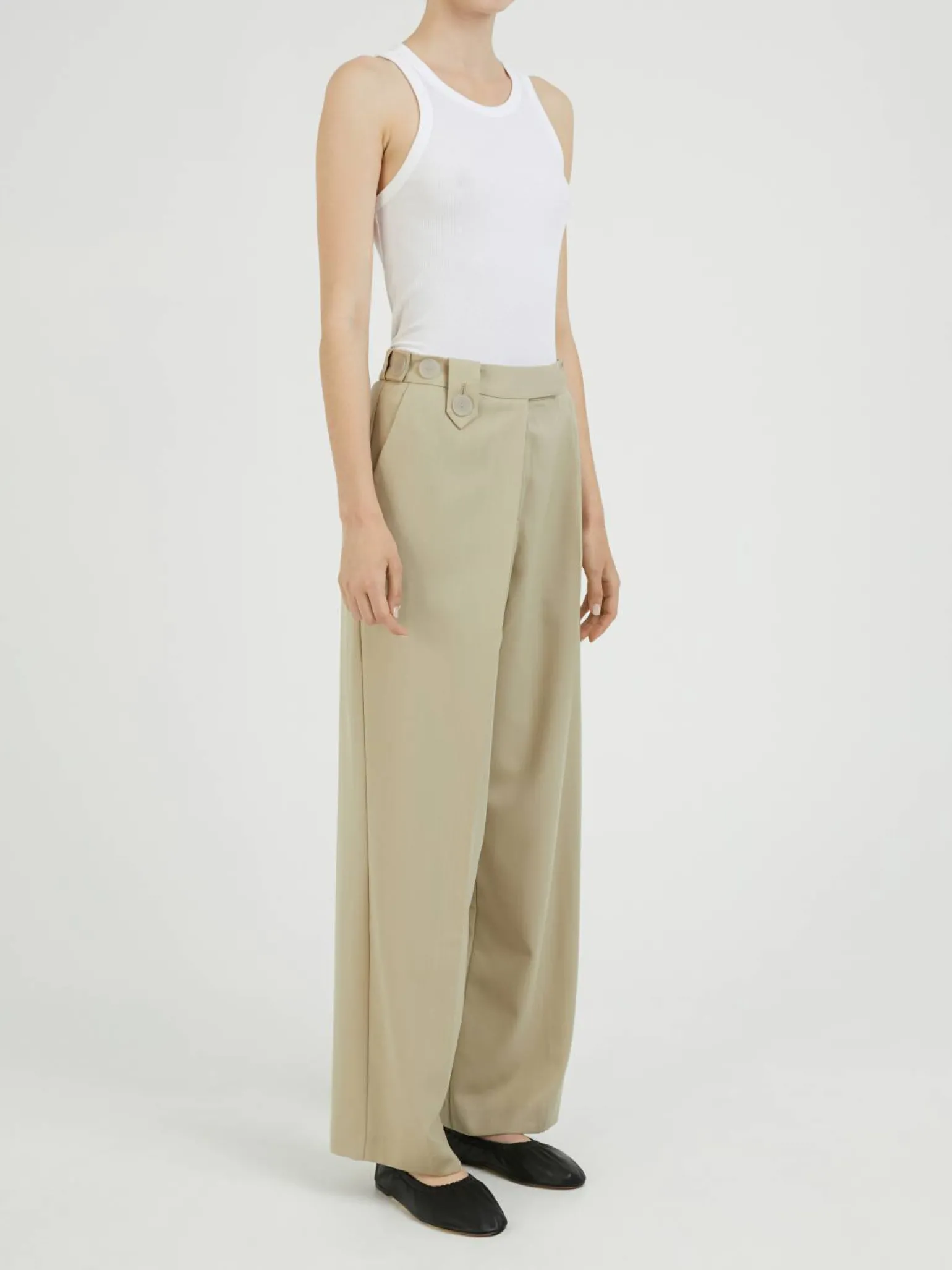 Stoffhose 'Belt Pleat' Hellgrün