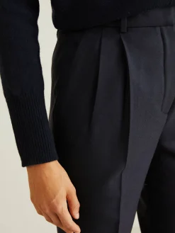 Stoffhose 'Brother' mit Bügelfalten Marineblau