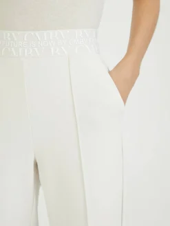 Stoffhose 'Cameron' mit Schriftzug Crème
