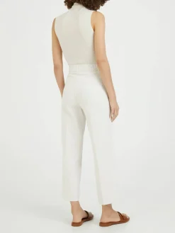 Stoffhose 'Cameron' mit Schriftzug Crème