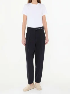 Stoffhose 'Elaine Pleat' mit Gürtel Marineblau