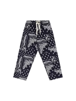 Stoffhose 'Luis' mit Paisley-Muster Marineblau/Weiß 