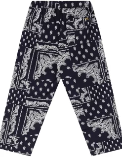 Stoffhose 'Luis' mit Paisley-Muster Marineblau/Weiß 