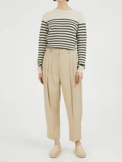 Stoffhose mit Bügelfalten Beige