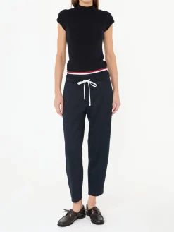 Stoffhose mit Doppelbund 'Odette' Blau