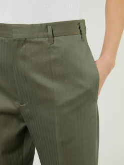 Stoffhose mit umgeschlagenem Saum Grün