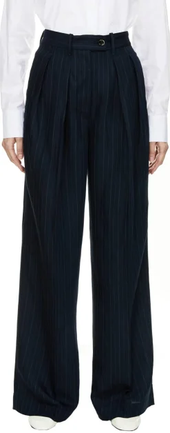 Stoffhose 'Sandra Palazzo' mit Nadelstreifen Marineblau