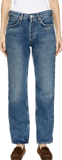 Straight-Cut Jeans 'Lana' Mittelblau