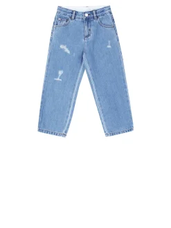 Straight-Leg-Jeans im Used-Look Hellblau