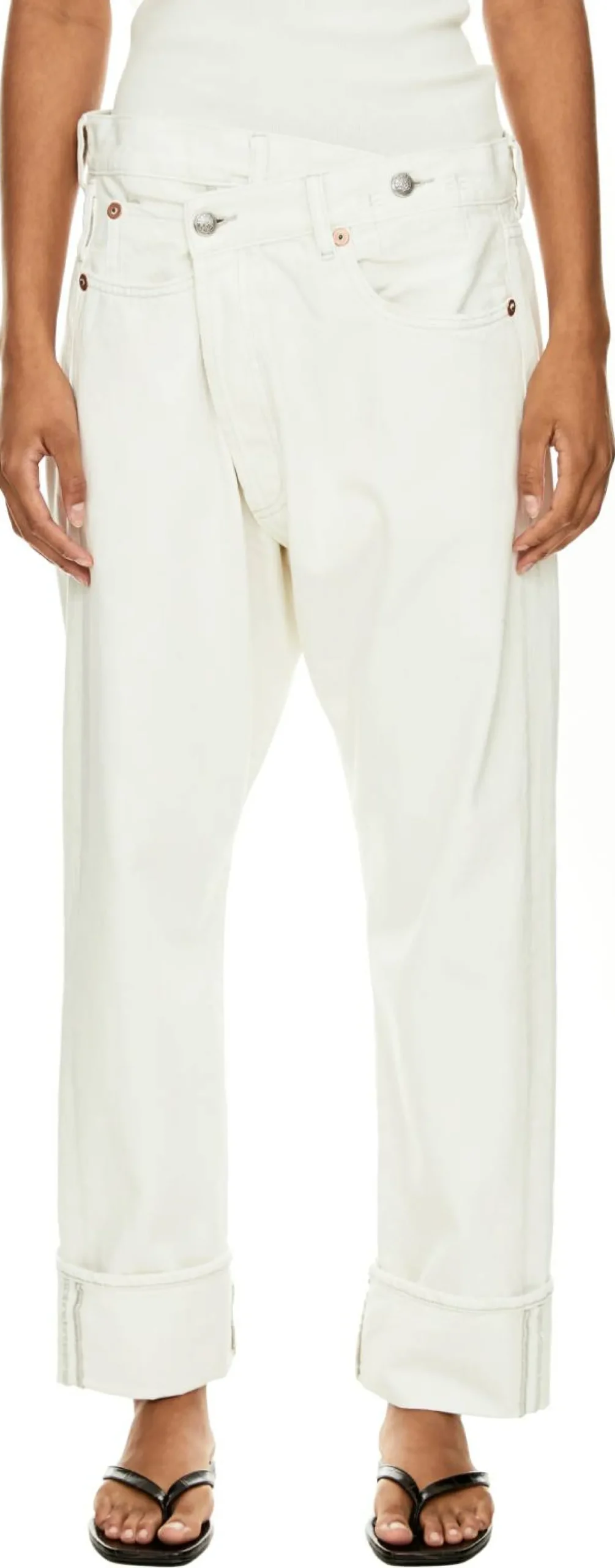 Straight-Leg Jeans mit Crossed-Effekt Weiß
