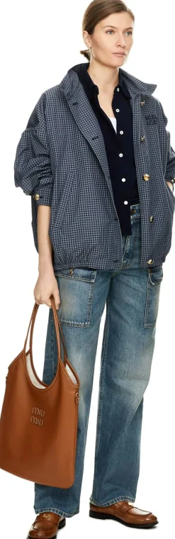 Straight-Leg Jeans mit Logo Stickerei Mittelblau