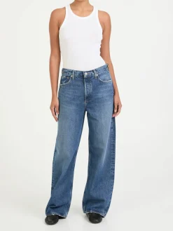 Straight Leg Jeans 'Slung' Marineblau