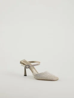 Strass Mules 'Elena' Silber