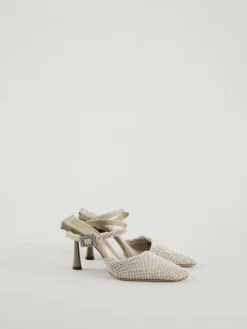 Strass Mules 'Elena' Silber