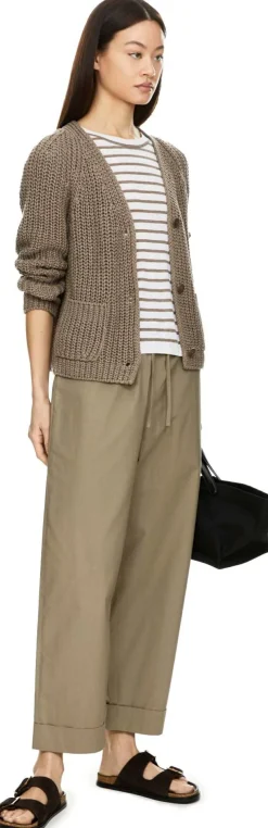 Strickjacke 'Aliva' aus Seide und Leinen Taupe