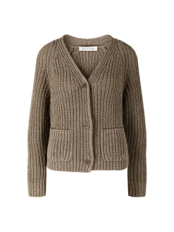 Strickjacke 'Aliva' aus Seide und Leinen Taupe