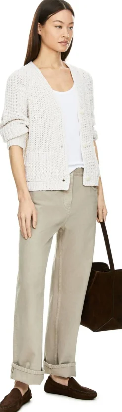 Strickjacke 'Aliva' aus Seide und Leinen Off White