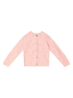 Strickjacke 'Lilou' mit Herz-Lochmuster Rosa