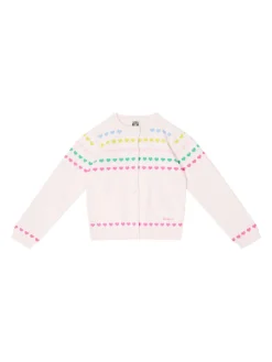 Strickjacke mit Herz-Jacquard Rosé