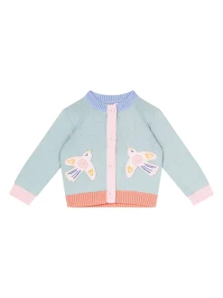 Strickjacke mit Vogelstickerei Multi