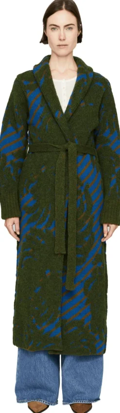 Strickmantel 'Tegal' aus Wolle Grün/Blau