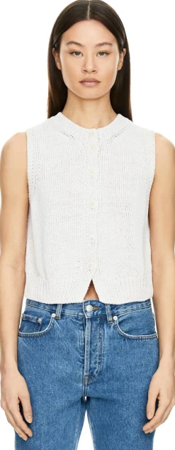 Strickweste 'Dia' aus Seide und Leinen Off White