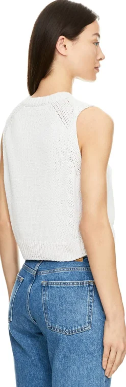 Strickweste 'Dia' aus Seide und Leinen Off White