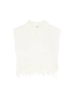Strickweste mit Fransen Crème