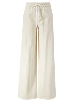 Sweatpants aus Leder Crème