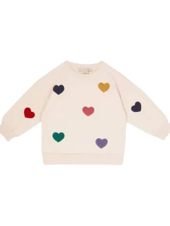 Sweatshirt 'Lou Terry' mit Herz-Patches Beige