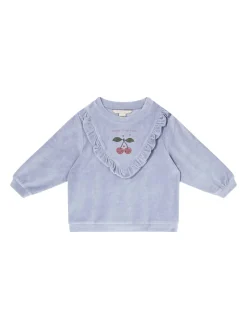 Sweatshirt 'Wally' aus Samt Hellblau