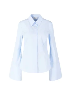 Taillierte Bluse 'Jataya' mit Trompetenärmel Blau