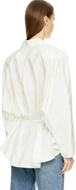 Taillierte Seidenbluse Crème