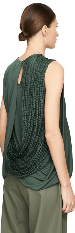 Top aus Organza-Bändern Khaki