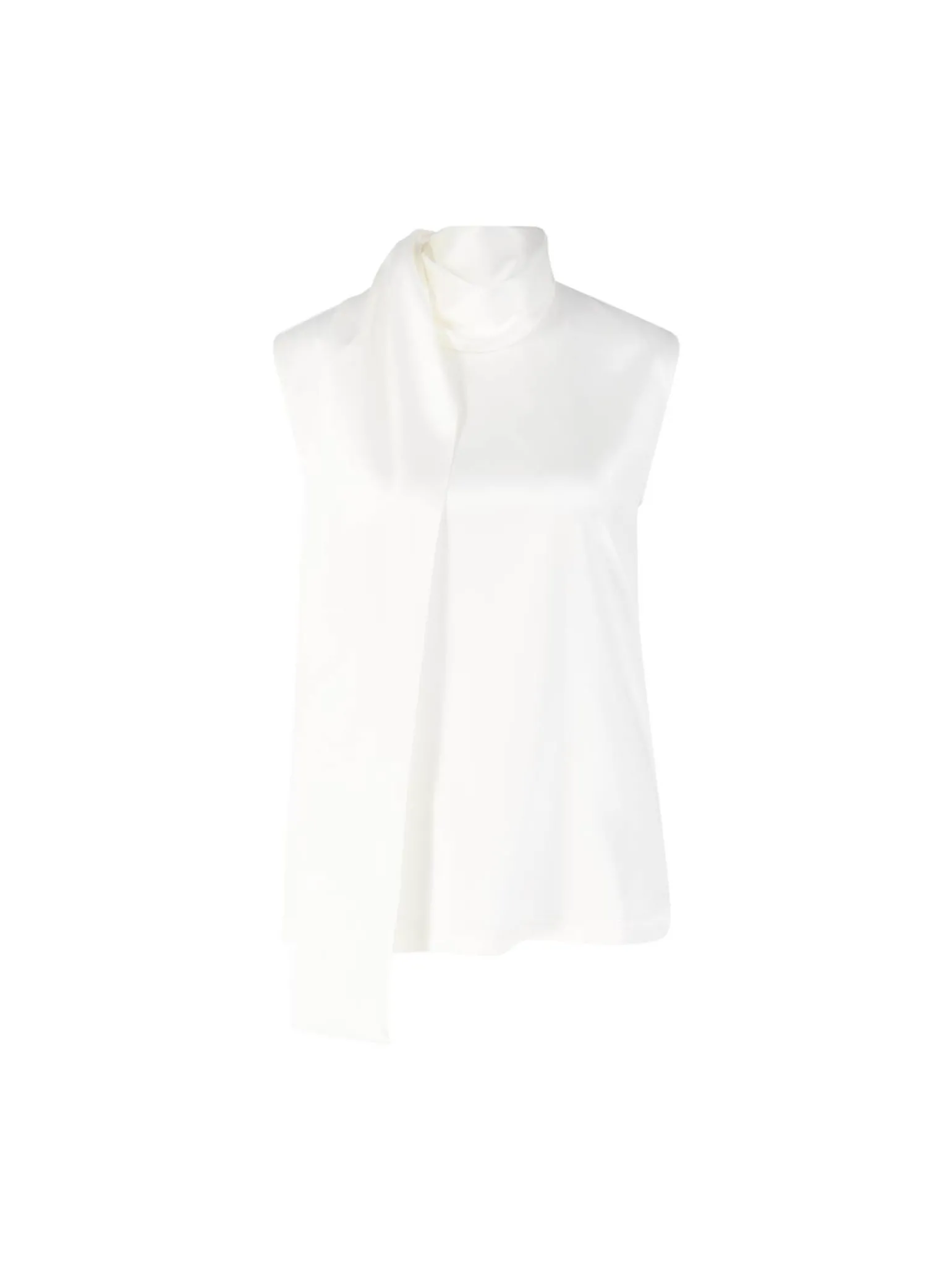 Top aus Stretch-Seidensatin Weiß