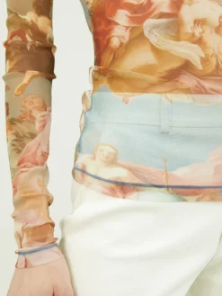 Top aus Tüll mit Sky-Print Multi