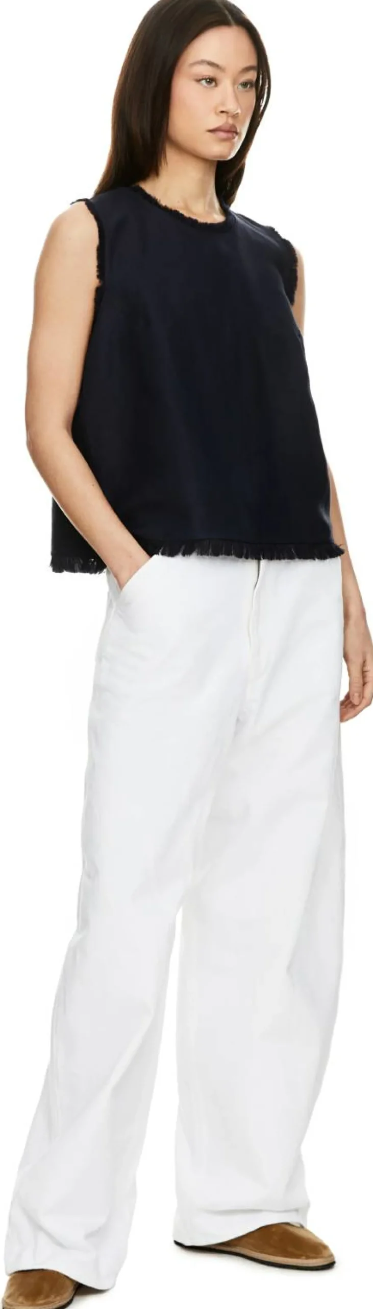 Top 'Charles' mit Fransen Marineblau